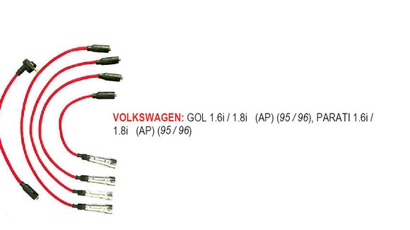 Imagen de JUEGO CABLES BUJIA VOLKSWAGEN GOL 1.6/1.8 1995 EN ADELANTE